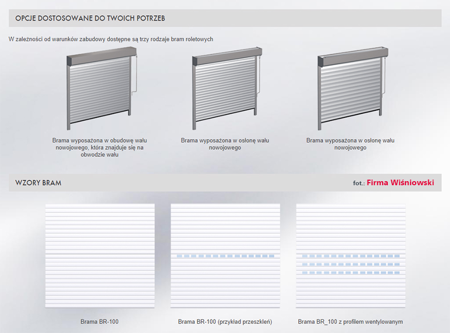 Firma Wiśniowski - wzory bram garażowych roletowych