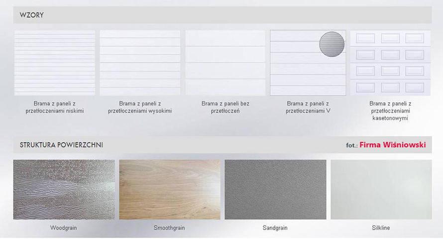 Firma Wiśniowski - wzory bram garażowych segmentowych